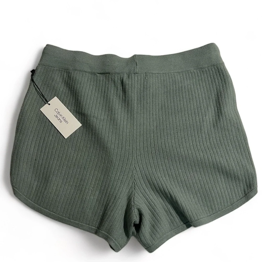 Calvin Klein Jeans Women's Ribbed-Knit Drawstring Shorts, Size L, NWT - Picture 3 of 7